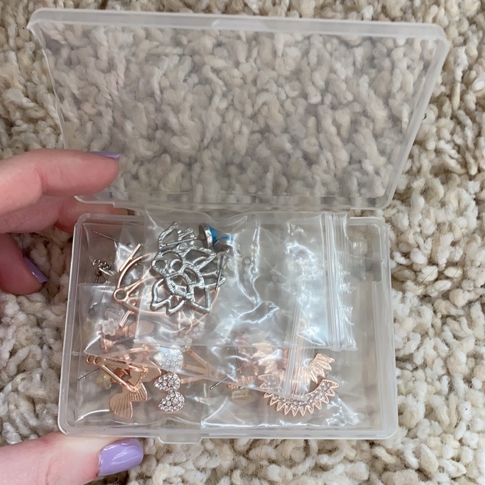 Set of 7 Earrings - mix of silver & rose gold - Picture 13 of 13